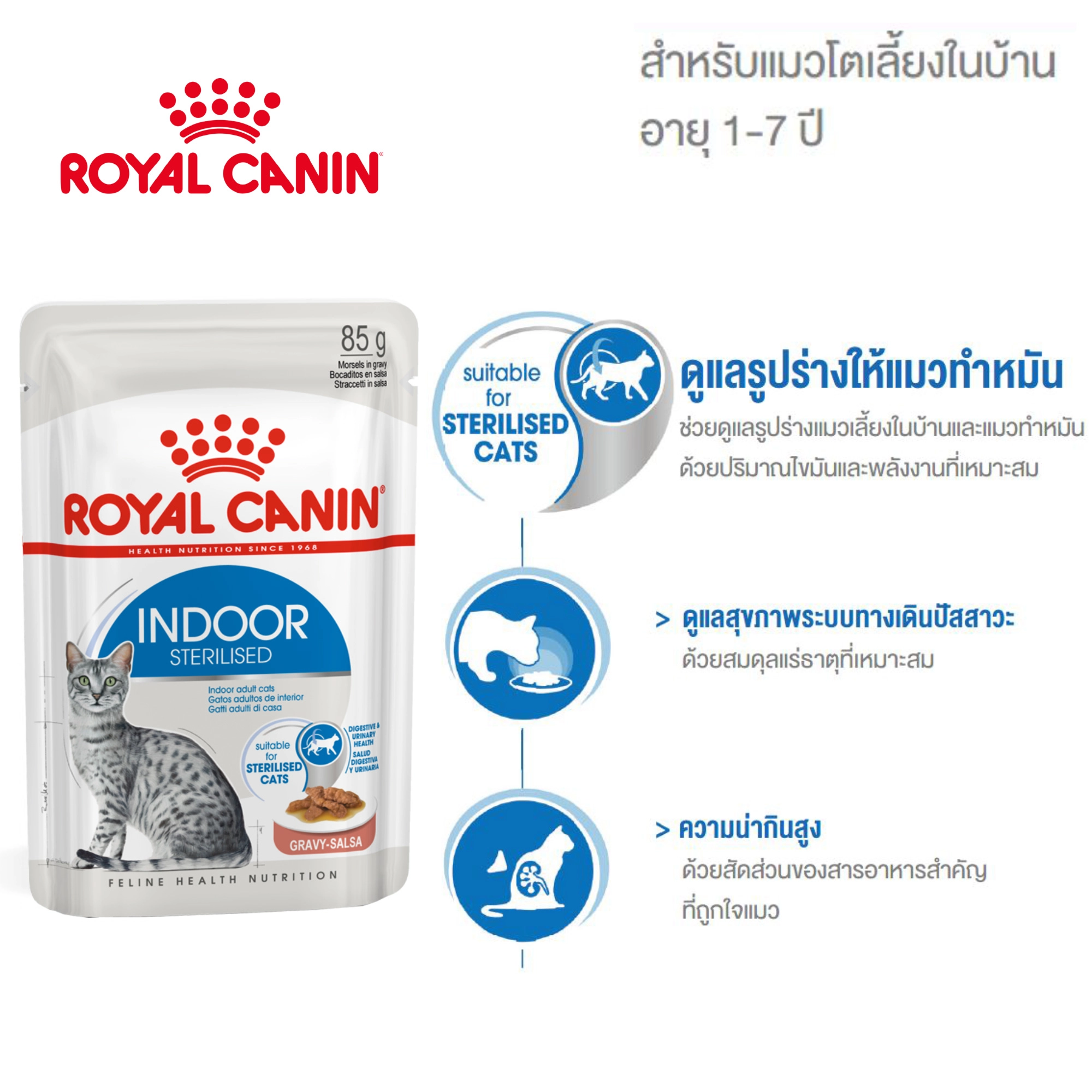 Royal Canin อาหารเปียกแมว สูตร Indoor (แมวเลี้ยงในบ้าน) ชนิดซอง 85 กรัม