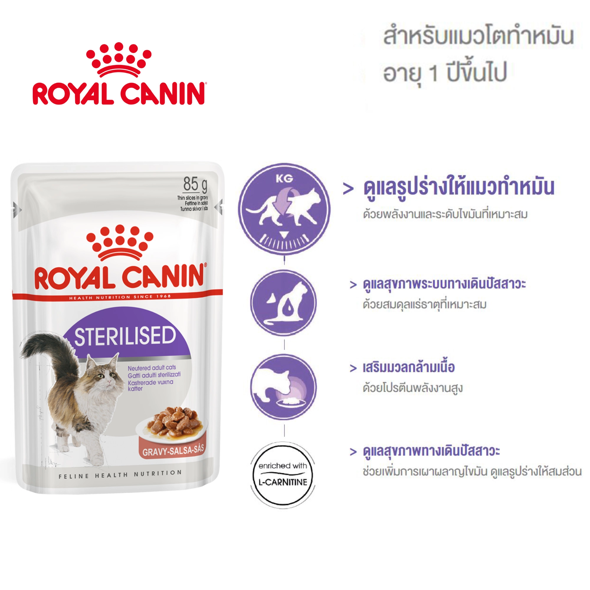 Royal Canin อาหารเปียกแมว สูตร Sterilised (ทำหมัน) ชนิดซอง 85 กรัม