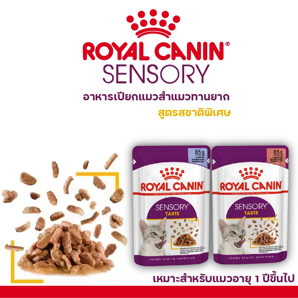 Royal Canin อาหารเปียกแมว สูตร Sensory Taste (แมวโตช่างเลือก กระตุ้นการกินด้วยรสชาติเฉพาะ) ชนิดซอง 85 กรัม