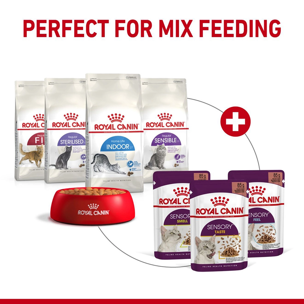 Royal Canin อาหารเปียกแมว สูตร Sensory Feel (แมวโตช่างเลือก กระตุ้นการกินด้วยเนื้อสัมผัสเฉพาะ) ชนิดซอง 85 กรัม