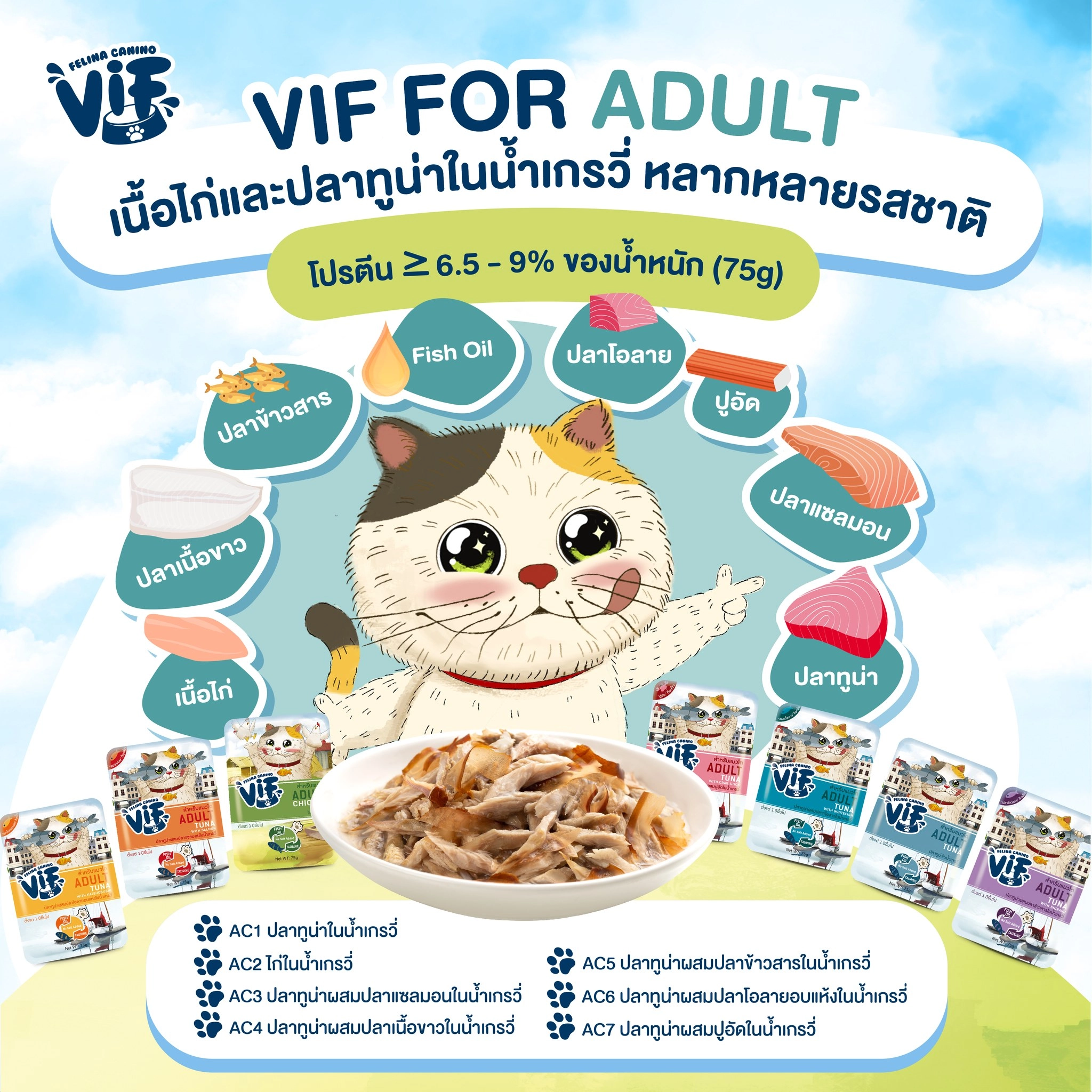 VIF อาหารเปียกแมว สำหรับแมวทุกช่วงวัย 75 กรัม