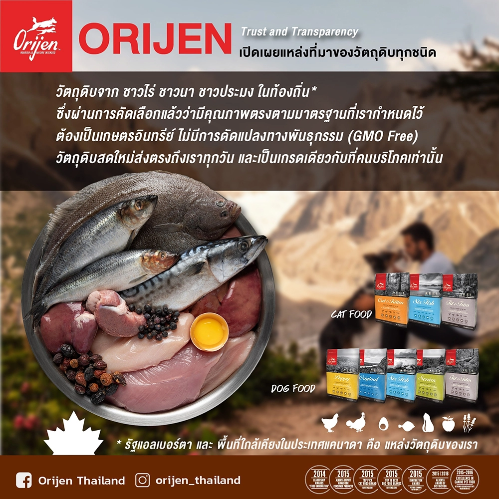 Orijen อาหารเม็ดสุนัข สูตร 6 Fish สำหรับสุนัขทุกช่วงวัย ทุกสายพันธุ์