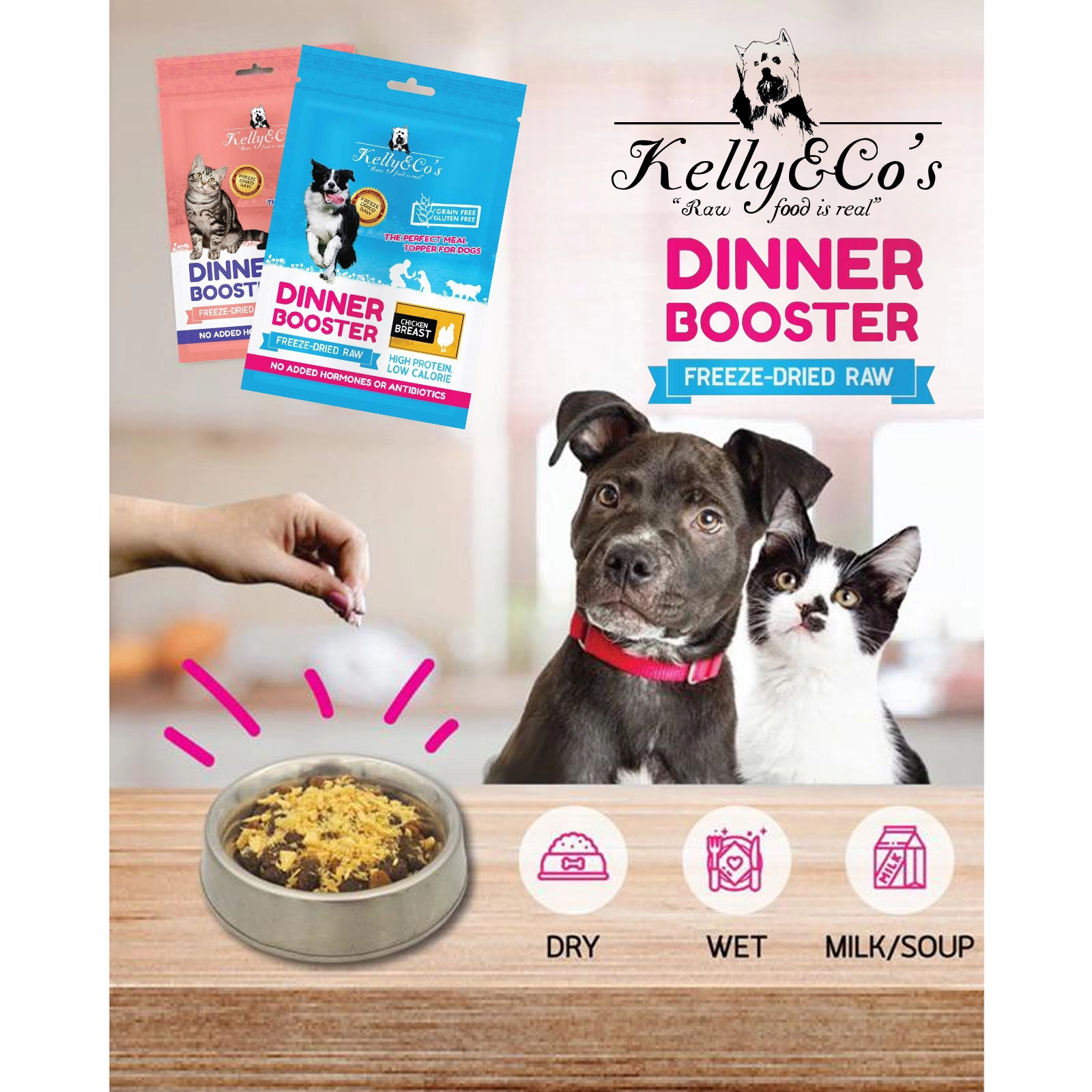 Kelly and Co's CAT BOOSTER ผงโรยอาหาร สำหรับแมวทุกสายพันธุ์ทุกช่วงวัย เพิ่มความอยากอาหาร