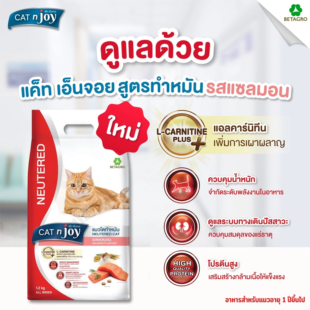 CAT n Joy Neutered  อาหารเม็ด สำหรับแมวโตทุกสายพันธุ์ สูตรแซลมอน ทำหมัน 