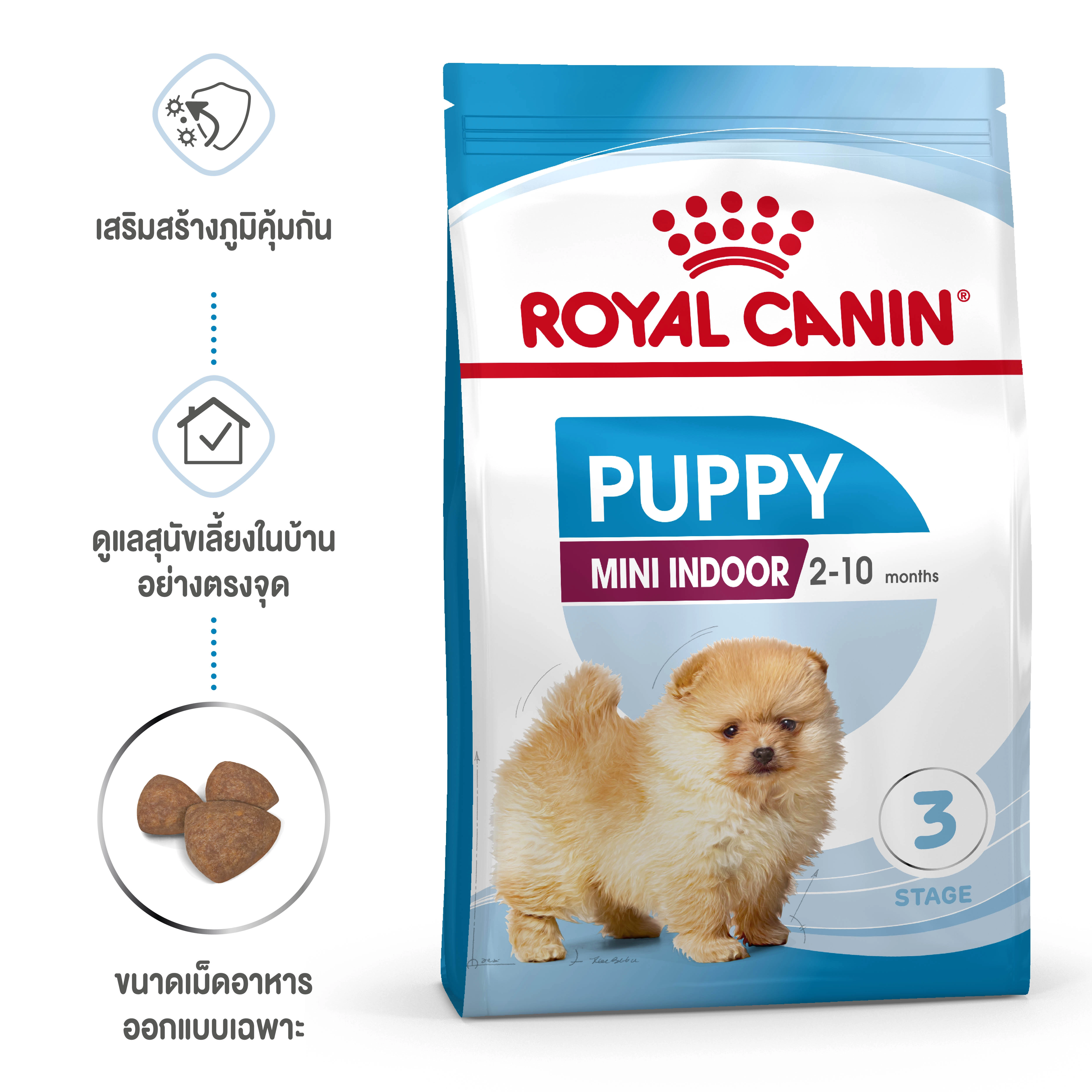 Royal Canin Mini Indoor Puppy อาหารเม็ดสำหรับลูกสุนัขพันธุ์เล็ก สูตรเลี้ยงในบ้าน