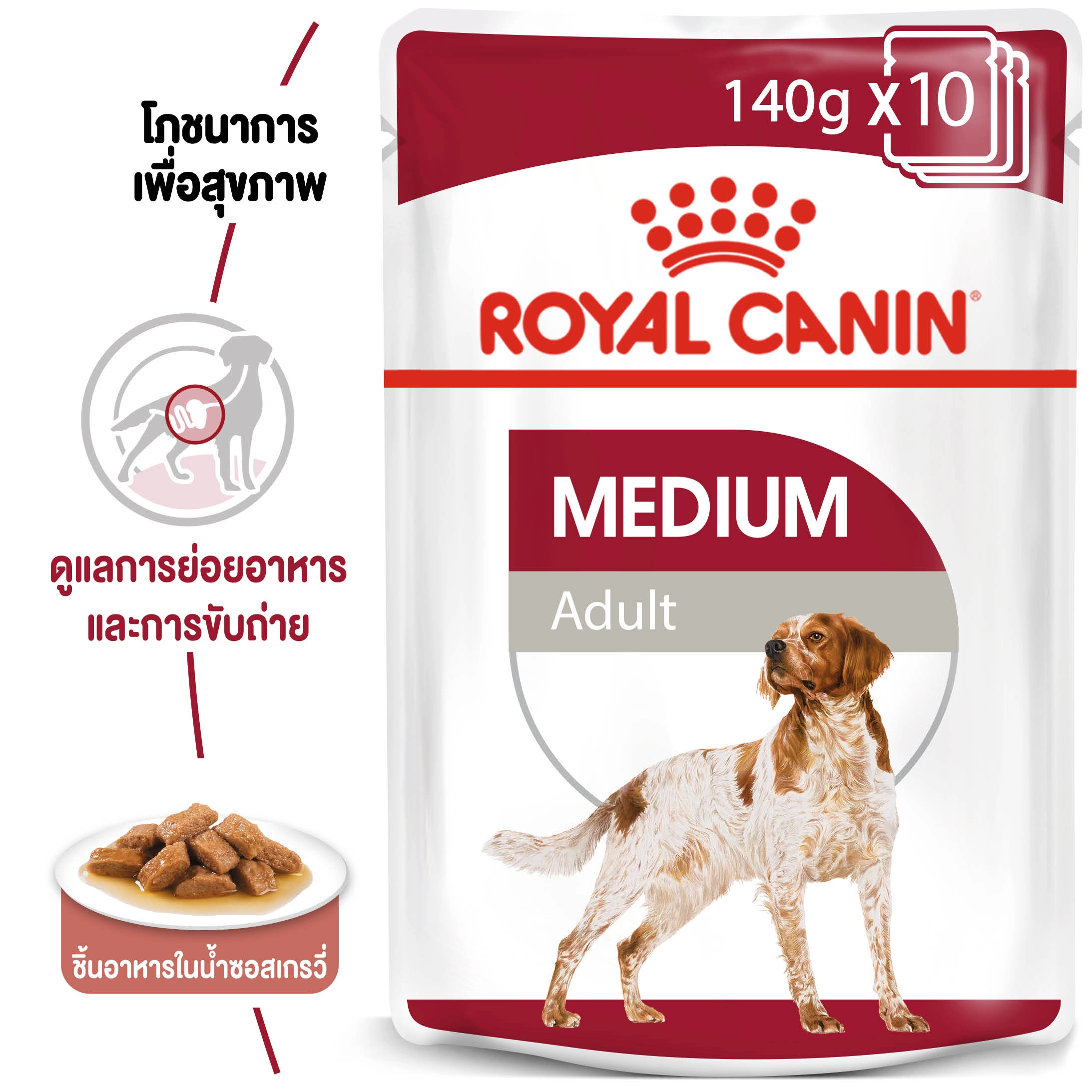 Royal Canin อาหารเปียกสุนัข สูตร Medium Adult สำหรับสุนัขโตพันธุ์กลาง ชนิดซอง 140 กรัม