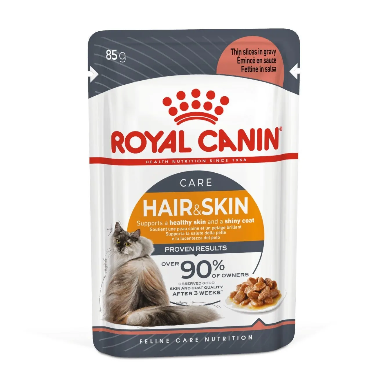 Royal Canin อาหารเปียกแมว สูตร Hair&Skin (บำรุงขนและผิวหนัง) ชนิดซอง 85 กรัม