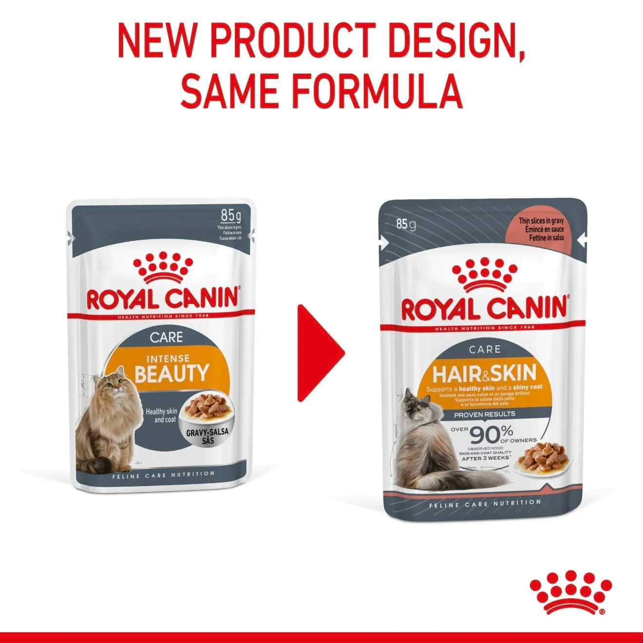 Royal Canin อาหารเปียกแมว สูตร Hair&Skin (บำรุงขนและผิวหนัง) ชนิดซอง 85 กรัม