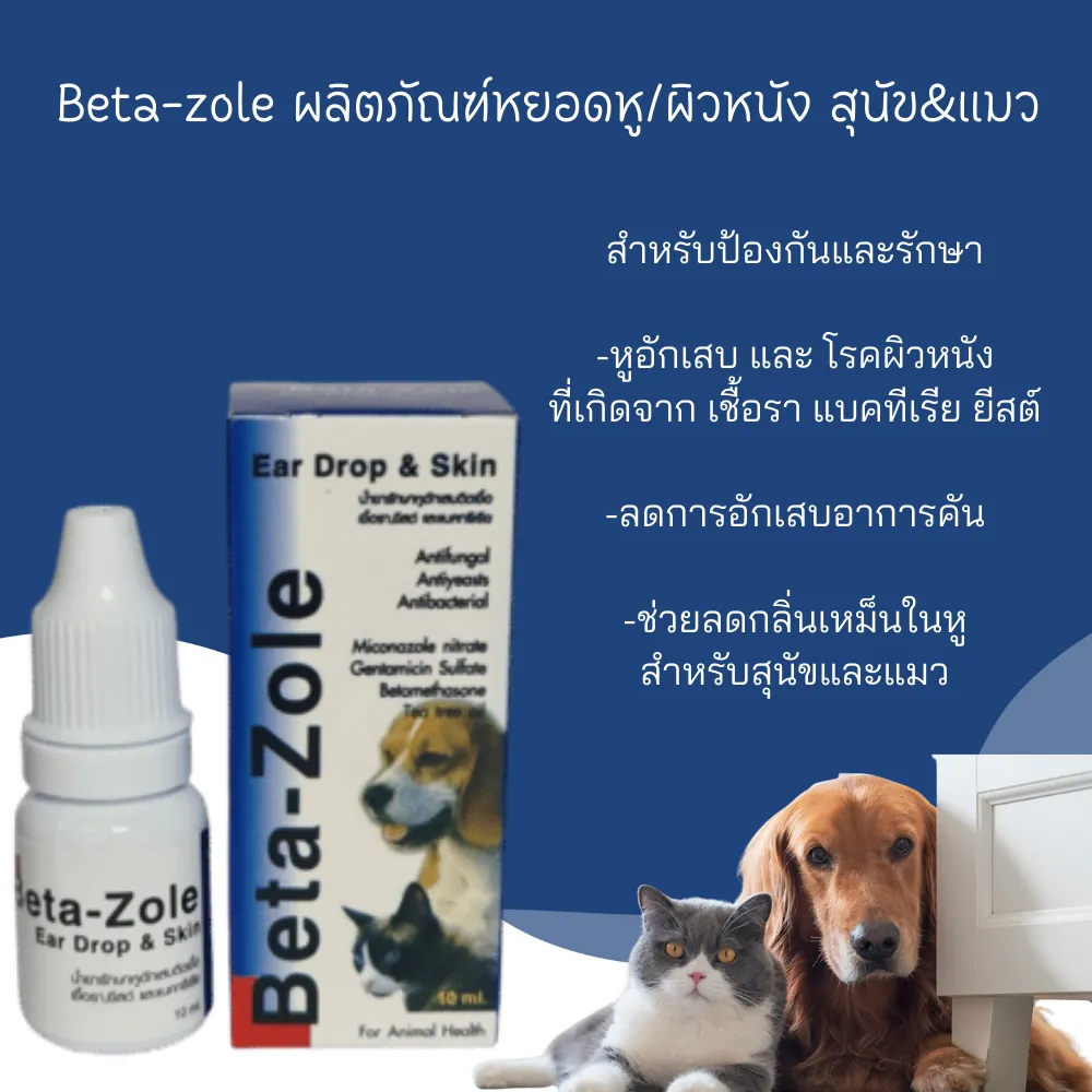 Beta-Zole รักษาหูอักเสบ และผิวหนัง 10 ml.