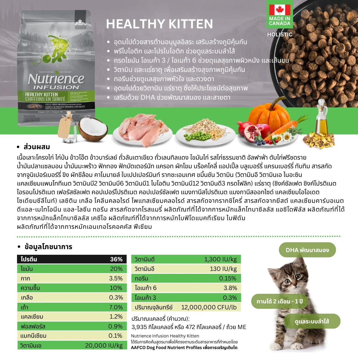 Nutrience Infusion Kitten อาหารแมวสูตรสำหรับลูกแมว